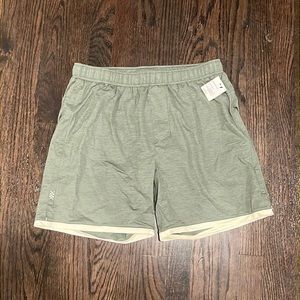 RHONE Green Lines Running Shorts